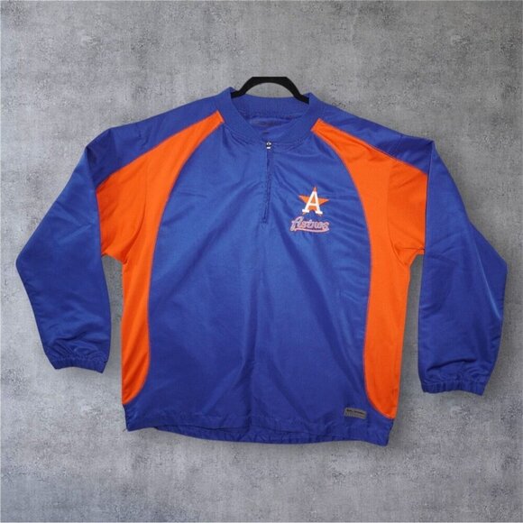 Boombah Houston Astros Pullover Jacket Adult – Blue Orange 1/4 Zip Warm-Up - Picture 12 of 15